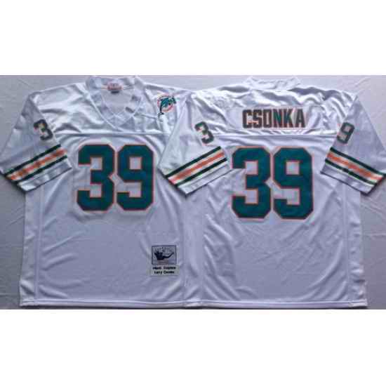 Mitchell And Ness Dolphins #39 Larry Csonka white Throwback Stitched NFL Jersey